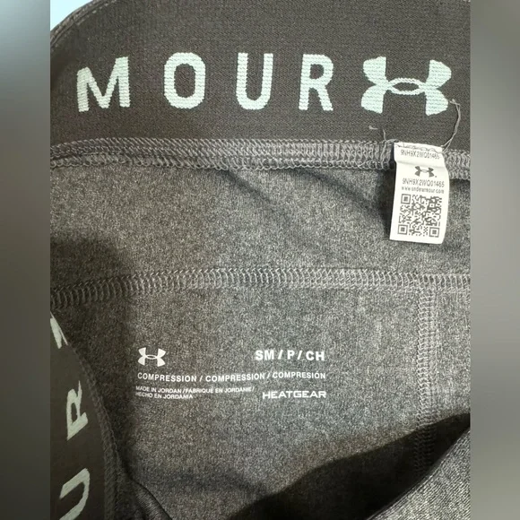 Under Armour Womens HeatGear Leggings (Small) Gray/Aqua - Picture 4 of 5